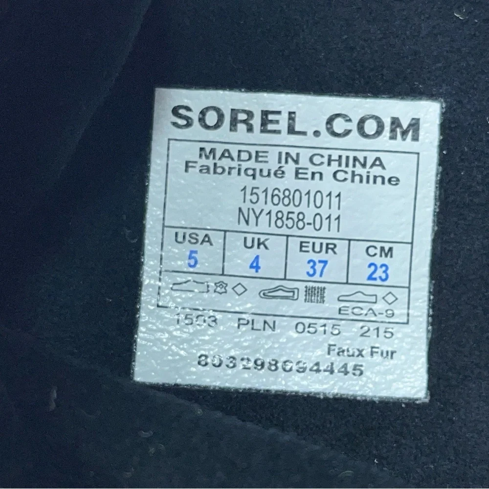 Sorel Waterproof Snow Boots Womens Size 5 Black Red Joan Of Arctic Warm Lined